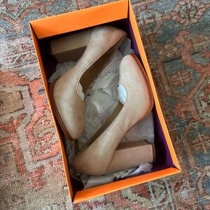 Isola Tan Block Heel Shoes